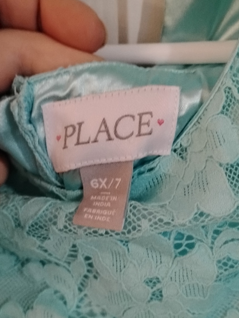 Children's Place Little Girls Aqua Lace Dress In Sx.6x/7 Made In India